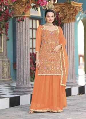 Attrective Looking These Party Wear Skirt Suit in Fine Colored Pair With Bottom And Dupatta.These Top Are Georgette And Dupatta Are Fabricated On Net Pair With Georgette Bottom.Its Beautified With Designer Heavy Multy Thread Embroidery Work.