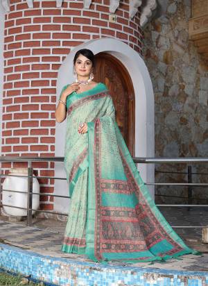 Look These Fastive Saree in Fine Colored.These Saree Are Cotton Shimmer And Blouse is Fabricated On Cotton Shimmer Pair.Its Beautified With Wevon Jari Border With Designer Printed.