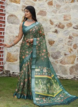 Look These Fastive Saree in Fine Colored.These Saree Are Cotton Shimmer And Blouse is Fabricated On Cotton Shimmer Pair.Its Beautified With Wevon Jari Border With Designer Printed.
