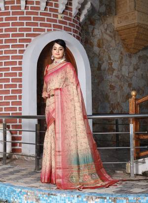 Look These Fastive Saree in Fine Colored.These Saree Are Cotton Shimmer And Blouse is Fabricated On Cotton Shimmer Pair.Its Beautified With Wevon Jari Border With Designer Printed.