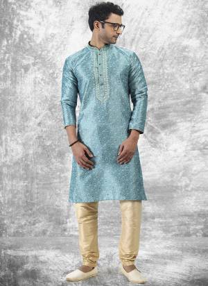 Looking These Party Wear Mans Wear Kutra Payjama wearing this fashionable. These Kurta Are Jacquard Silk And Payjama Art Silk finest Fabriced With Woven Designer With Mirror,Thread Embroidery Work.