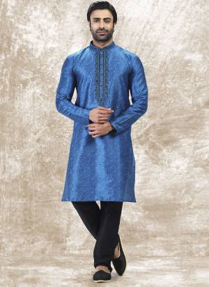 Looking These Party Wear Mans Wear Kutra Payjama wearing this fashionable. These Kurta Are Jacquard Silk And Payjama Art Silk finest Fabriced With Woven Designer With Thread Embroidery Work.