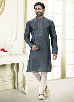 Looking These Party Wear Mans Wear Kutra Payjama wearing this fashionable. These Kurta Are Jacquard Silk And Payjama Art Silk finest Fabriced With Woven Designer With Mirror,Thread Embroidery Work.