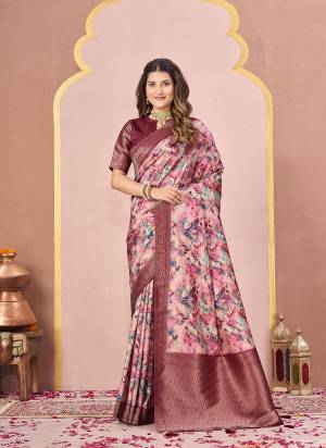 Look Attractive These Designer Party Wear Saree in Fine Colored.These Saree Are Tussar Silk And Blouse Tussar Silk is Fabricated.Its Beautified Woven Pallu Border Desiger With Digital Printed.