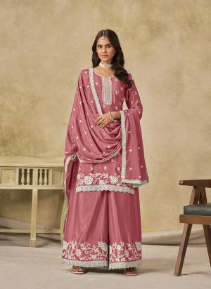 Looking These Beautiful Party Wear Fine Color Plazzo Suits.These Top Are Chinon And Dupatta Are Chinon And Bottom Chinon Fabricated.Its Beautified With Designer Embroidery Work.