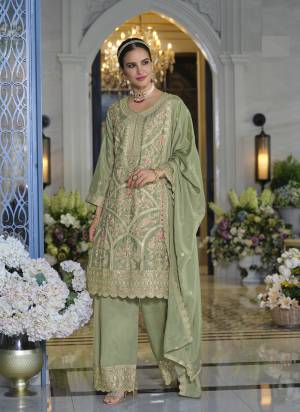 Garb These Party Wear Designer Plazzo Style Suits in Fine Colored Pair With Dupatta.These Top Are Chinon And Dupatta Are Fabricated On Chinon Pair With Chinon Bottom.Its Beautified With Heavy Designer Embroidery Work.