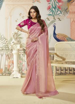 Look Attractive These Designer Party Wear Fancy Saree in Fine Colored.These Saree Are Jari Organza Silk And Blouse Raw Slub Silk is Fabricated.Its Beautified Fancy Dual Sequance Embroidery,Applique Work.