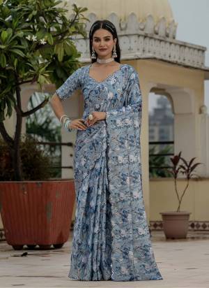 Attractive These Party Wear Ready To Wear Saree in Fine Colored.These Saree is Fabricated On Chinon Pair With Chinon Blouse.Its Beautified Designer Digital Printed With Mirror Cut Work  Border.