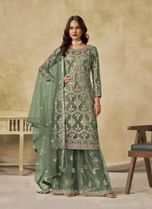 Looking These Beautiful Party Wear Fine Color Plazzo Suits.These Top Are Net And Dupatta Are Net And Bottom Net Fabricated.Its Beautified With Designer Sequance Embroidery Work.