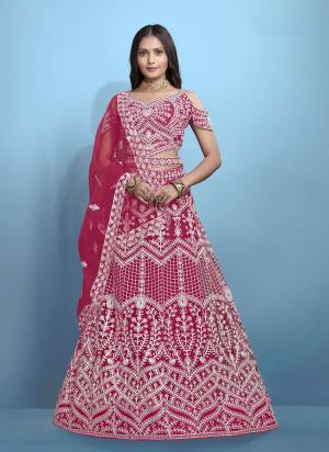 Grab These Beautiful Colored Lehenga Choli.These Lehenga and Dupatta Are Fabricated On Net Pair With Net Blouse.Its Beautified With Designer Thread Embroidery Work.