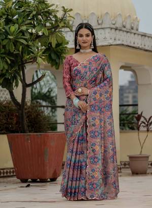 Looking These Party Wear Ready To Wear Saree in Fine Colored.These Saree is Fabricated On Chinon Pair With Chinon Blouse.Its Beautified Designer Digital Printed With Mirror Cut Work  Border.