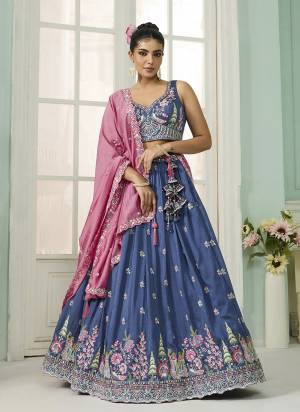 Atrractive This Party Wear Fine Color Fancy Heavy Designer Choli And Lahenga Fabriced On Vichitra Silk And Dupatta Vichitra Silk In Fabricated Beautified With Attrective Designer Heavy Sequance,Multy Thread  Embroidery Work. Buy Now.