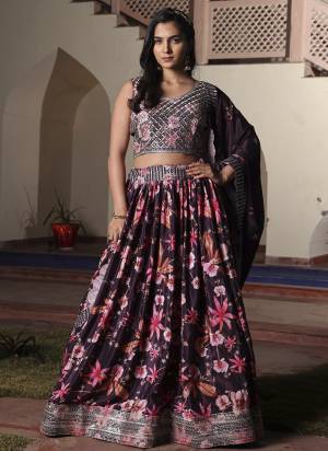 Looking These Party Wear Lehenga Choli in Fine Colored.These Lehenga Are Chinon, Choli Are Chinon And Dupatta Are Fabricated On Chinon Pair.Its Beautified With Designer Printed With Embroidery Work.