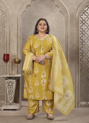Attrective These Beautiful Looking Readymade Big Size Suits.These Top And Bottom Are Lichi Viscose And Dupatta Fabricated On Linen Jacquard.Its Beautified With Designer Printed With Hand Work.