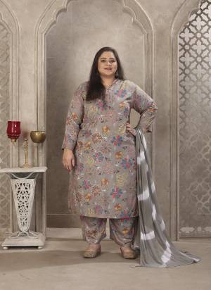 Attrective These Beautiful Looking Readymade Big Size Suits.These Top And Bottom Are Rayon And Dupatta Fabricated On Nazmeen.Its Beautified With Designer Printed With Hand Work.