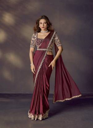 Look Attrective These Designer Party Wear Ready To Wear Saree With Blouse in Fine Colored.These Saree Are Two Tone Satin Silk And Blouse Satin Silk is Fabricated.Its Beautified Solid,Heavy Fancy Desiger Embroidery With Hand Work .