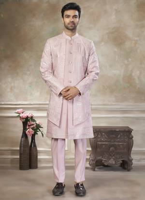 Looking These Party Wear Mans Wear Indo Western Top Bottom wearing this fashionable. Tailored Top And Bottom Are Silk Fabriced With Designer Thread,Sequance Embroidery Work.