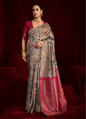 Attrective These Party Wear Saree in Fine Colored.These Saree Are Soft Silk And Blouse is Fabricated On Soft Silk Pair.Its Beautified With Woven Designer, Digital Kalamkari Printed.