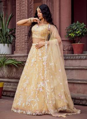 Attrective Looking This Party Wear Fine Color Fancy Heavy Designer Choli And Lahenga Fabriced On Net And Dupatta Net In Fabricated Beautified With Attrective Designer Heavy Sequance, Thread Embroidery Work. Buy Now.