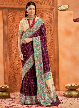 Attrective These Party Wear Saree in Fine Colored.These Saree Are Velvet Tussar Silk And Blouse is Fabricated On Velvet Tussar Silk Pair.Its Beautified With Designer Paithani Pallu With Ghatchola Printed.