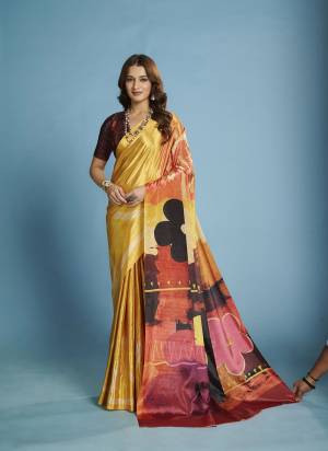 Attractive These Fastive And Party Wear Saree in Fine Colored.These Saree And Blouse is Fabricated On Malai Crepe Silk.Its Beautified With Designer Digital Printed.