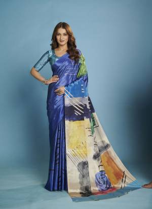 Attractive These Fastive And Party Wear Saree in Fine Colored.These Saree And Blouse is Fabricated On Malai Crepe Silk.Its Beautified With Designer Digital Printed.