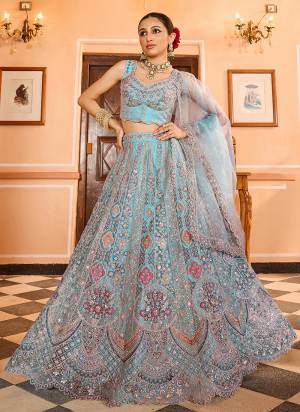 Attrective Looking This Party Wear Fine Color Fancy Heavy Designer Choli And Lahenga Fabriced On Net And Dupatta Net In Fabricated Beautified With Attrective Designer Heavy Sequance,Thread Embroidery Work. Buy Now.