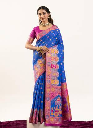 Looking These Festive Wear Saree in Fine Colored.These Saree And Blouse is Fabricated On Banarasi Pashmina Silk.Its Beautified With Woven Meenakari Designer.