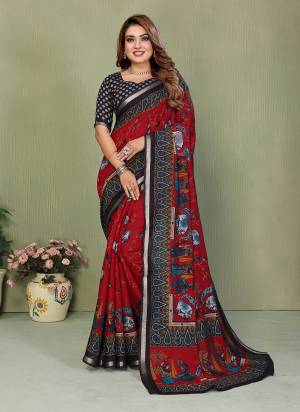 Looking These Party Wear Saree in Fine Colored.These Saree And Blouse is Fabricated On Mul Cotton.Its Beautified With Designer Kalamkari Printed.