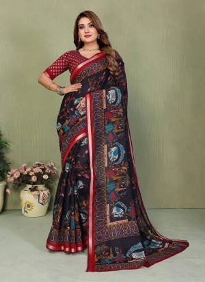 Looking These Party Wear Saree in Fine Colored.These Saree And Blouse is Fabricated On Mul Cotton.Its Beautified With Designer Kalamkari Printed.