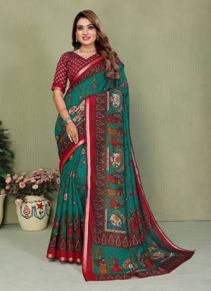 Looking These Party Wear Saree in Fine Colored.These Saree And Blouse is Fabricated On Mul Cotton.Its Beautified With Designer Kalamkari Printed.