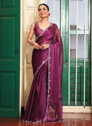Garb These Fancy Party Wear Saree in Fine Colored.These Saree Are Organza And Blouse is Fabricated On Art Silk Pair.Its Beautified With Fancy Disigner Swarovski Work Saree.