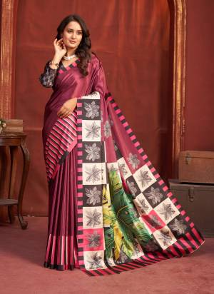 Looking These Fastive And Party Wear Saree in Fine Colored.These Saree And Blouse is Fabricated On Malai Crepe Silk.Its Beautified With Designer Digital Printed.