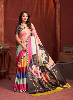 Looking These Fastive And Party Wear Saree in Fine Colored.These Saree And Blouse is Fabricated On Malai Crepe Silk.Its Beautified With Designer Digital Printed.