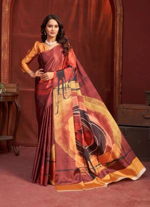 Looking These Fastive And Party Wear Saree in Fine Colored.These Saree And Blouse is Fabricated On Malai Crepe Silk.Its Beautified With Designer Digital Printed.