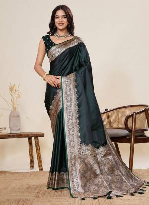 Looking This Party Wear Saree Paired With Blouse.This Saree And Blouse Are Satin Silk Fabric With Woven Jari Border Galla Designer. Buy This Pretty Saree Now.