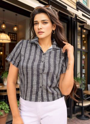 Attrective These Beautiful Looking Readymade Western Short Shirts.These Shirts Fabricated On Crepe Silk.Its Beautified With Designer Digital Printed.