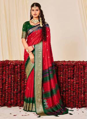 Garb These Traditinol Party Wear Saree in Fine Colored.These Saree Are Velvet Tussar Silk And Blouse is Fabricated On Velvet Tussar Silk Pair.Its Beautified With Woven Designer,Printed.