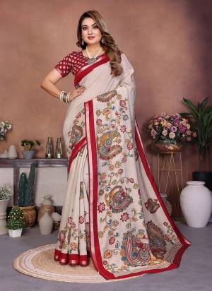 Looking These Party Wear Saree in Fine Colored.These Saree And Blouse is Fabricated On Mul Cotton.Its Beautified With Designer Kalamkari Printed.