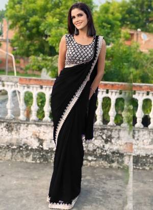 Attrective These Party Wear Saree in Fine Colored.These Saree Are Georgette And Blouse is Art Silk Fabricated.Its Beautified With Designer Sequance Embroidery Work Lace Border And Blouse.