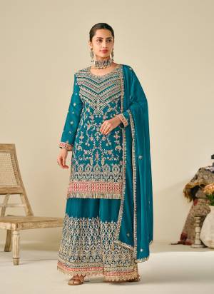 Attrective Looking These Plazzo Suit in Fine Colored Pair With Bottom And Dupatta.These Top And Dupatta Are Fabricated On Chinon Pair With Chinon Bottom.Its Beautified With Designer Multy Thread,Jari Embroidery Work.