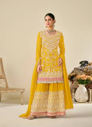 Attrective Looking These Plazzo Suit in Fine Colored Pair With Bottom And Dupatta.These Top And Dupatta Are Fabricated On Chinon Pair With Chinon Bottom.Its Beautified With Designer Multy Thread,Jari Embroidery Work.