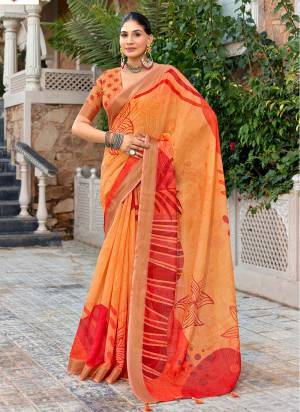 Looking These Designer Party Wear Saree in Fine Colored.These Saree Are Linen Silk And Blouse is Fabricated On Linen Silk Pair.Its Beautified With Designer Digital Printed.