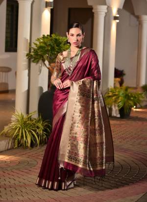 Attactive These Festive Party Wear Saree in Fine Colored.These Saree And Blouse is Fabricated On Khadi Raw Silk.Its Beautified With Woven Temple Border DesignerWith Madhubani Printed.