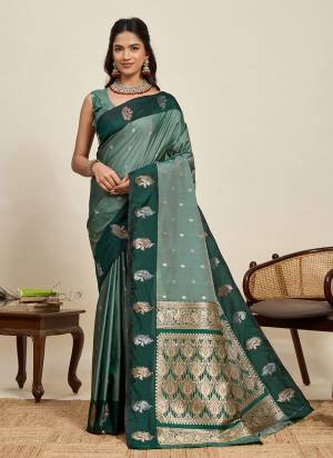 Attractive This Party Wear Saree Paired With Blouse.This Saree And Blouse Are Soft Silk Fabric With Woven Jari Designer. Buy This Pretty Saree Now.