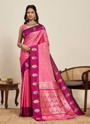 Attractive This Party Wear Saree Paired With Blouse.This Saree And Blouse Are Soft Silk Fabric With Woven Jari Designer. Buy This Pretty Saree Now.