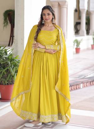 Attactive These Beautiful Looking Readymade Long Gown With Dupatta.These Gown And Dupatta is Fabricated On Vichitra Silk.Its Beautified With Designer Sequance Embroidery Work.