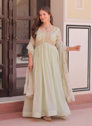Garb These Beautiful Party Wear Readymade Long Gown With Dupatta.These Gown is Fabricated On Star Georgette And Star Georgette Dupatta.Its Beautified With Sequance,Thread Embroidery,Beads Work.