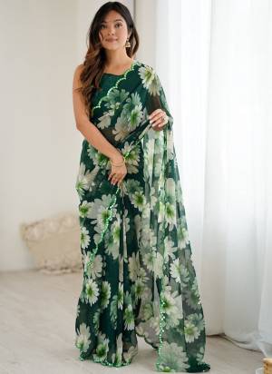 Garb These Party Wear Saree in Fine Colored.These Saree Are Georgette And Blouse is Georgette Fabricated.Its Beautified With Designer Printed With Mirror Cut Work Border.