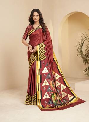 Attractive These Fastive And Party Wear Saree in Fine Colored.These Saree And Blouse is Fabricated On Malai Crepe Silk.Its Beautified With Designer Digital Printed.